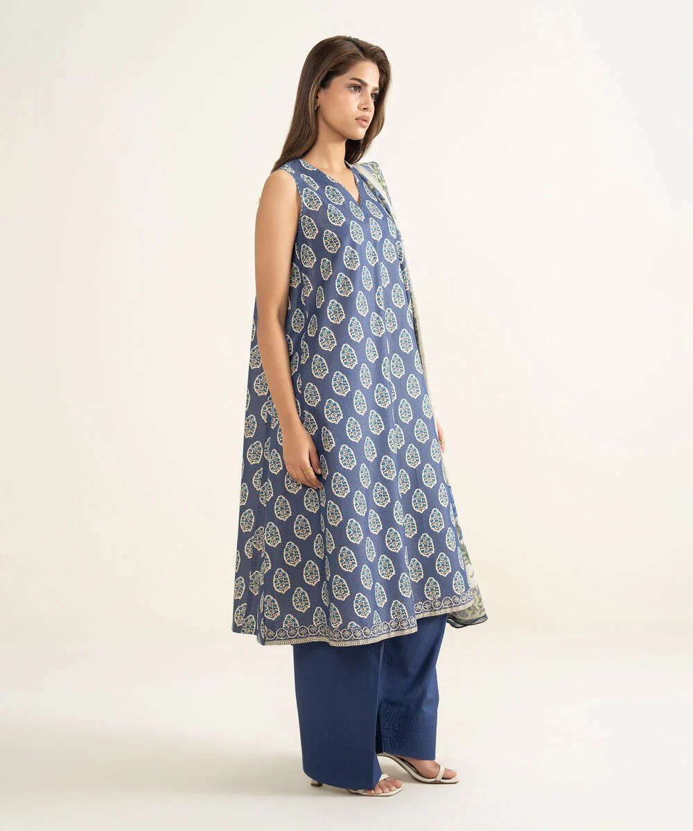 3 Piece - Printed Zari Lawn Suit